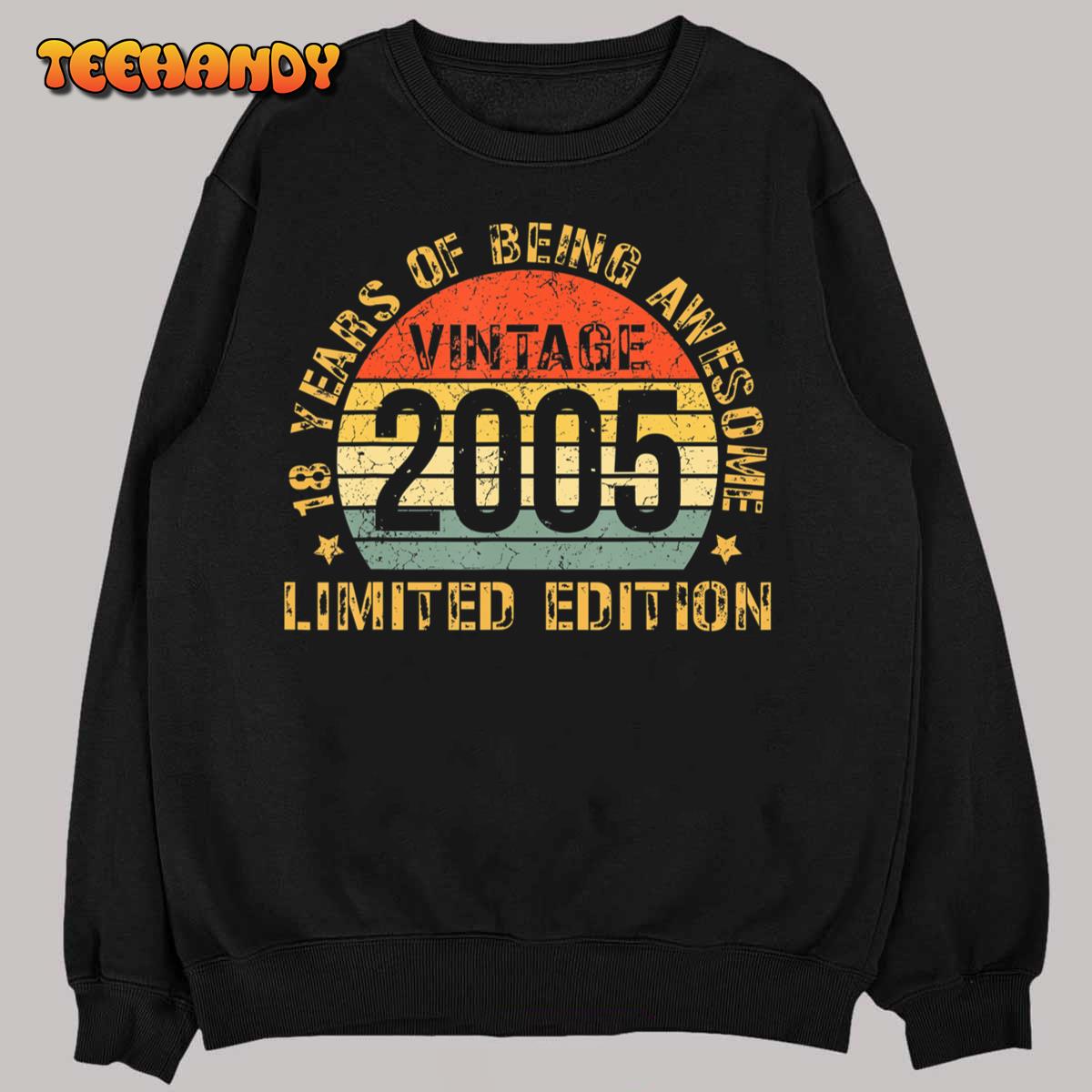 18yr BDay Son Boy Funny 2005 18th 18 Year Old Birthday T-Shirt