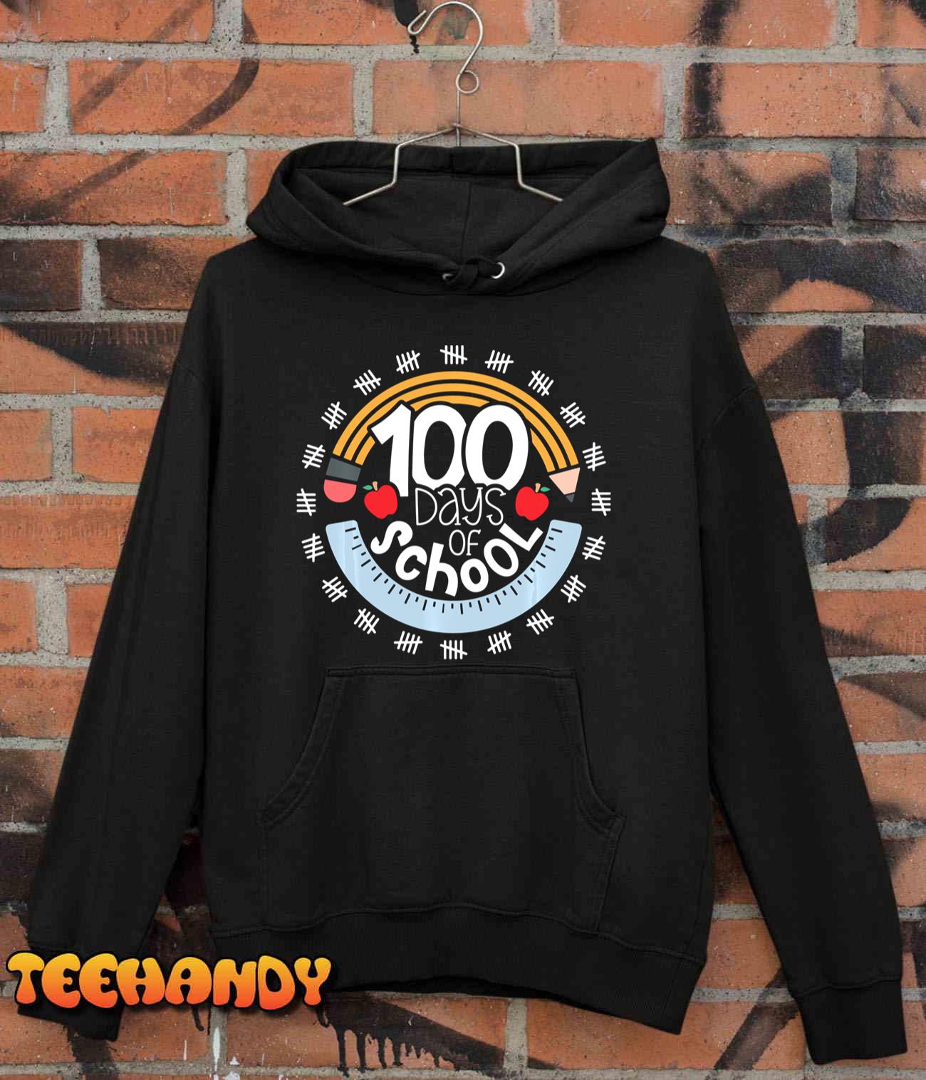 100th Day Of School Teacher 100 Days Smarter Pencil Ruler Sweatshirt