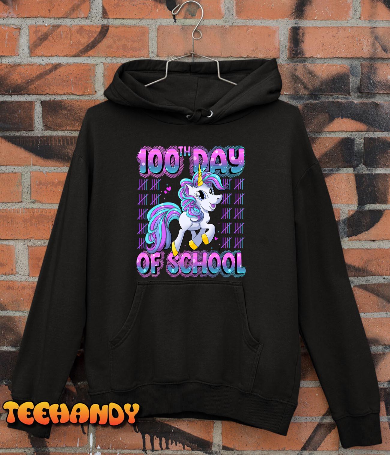 100 Days Of School Shirt Unicorn 100 Days Smarter 100th Day T-Shirt