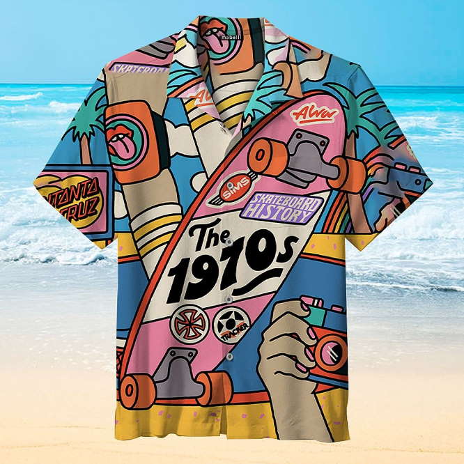 1970s Skateboard History 3D Printed Hawaiian Shirt