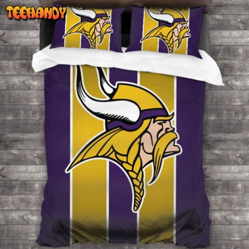 100 Washed Microfiber Minnesota Vikings Logo Bedding Set