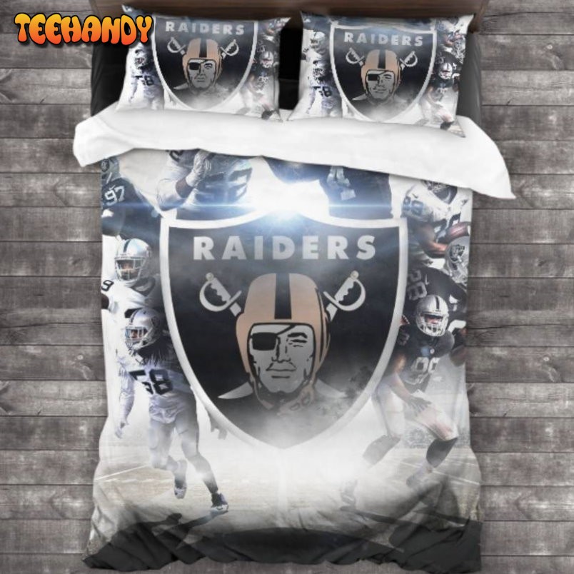 100 Washed Microfiber Las Vegas Raiders Logo Bedding Set