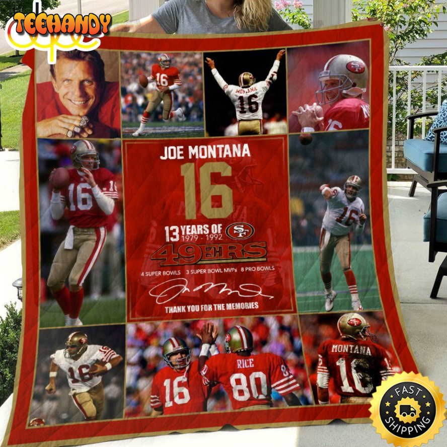 13 Years Of Joe Montana San Francisco 49ers Football Christmas Blanket